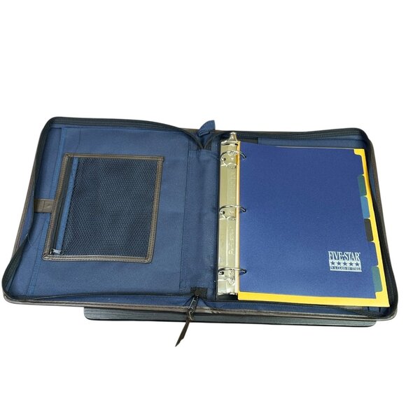 Mead Five Star XL Zipper Binder Organizer Notebook Blue Brown 12x14 Vintage Y2K - Picture 8 of 12